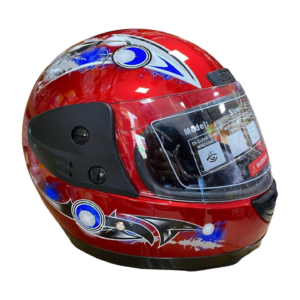 Full Face Motorsiklet Kaskı Kırmızı Desenli